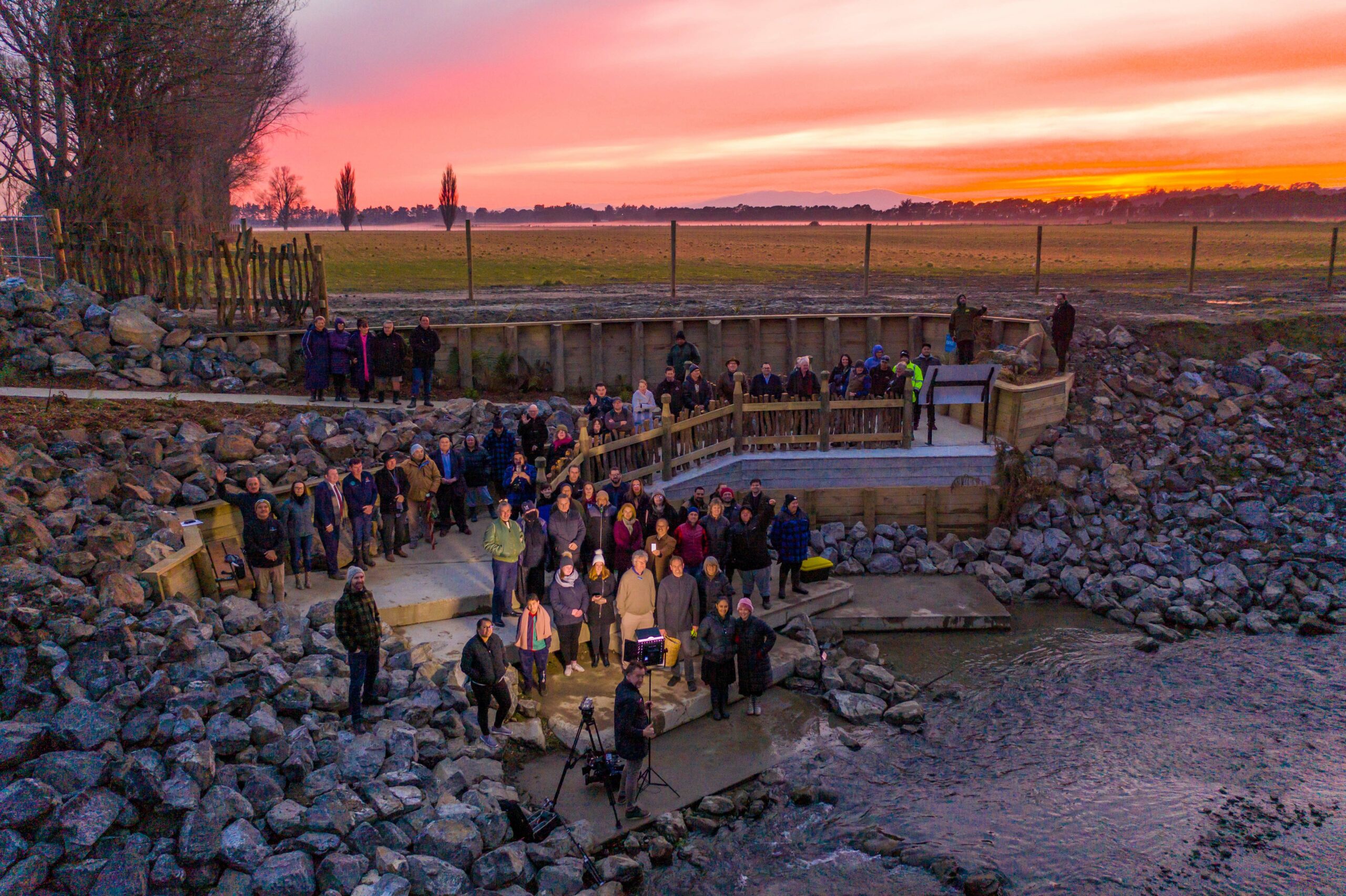 Dawn blessing for Urban Eels project at Manawatu River