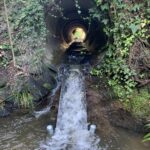 Stainless steel fish ramp baffle installation in existing culvert